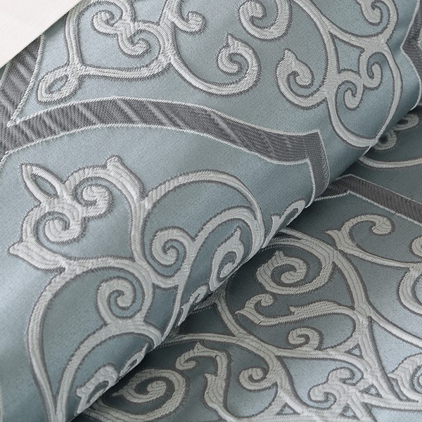 Madison Park Lavine 12 Piece Comforter Set with Cotton Bed Sheets in Blue, Cal King MP10-1667