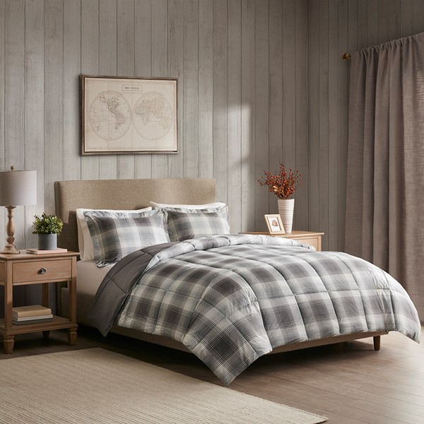 Woolrich Woodsman Softspun Down Alternative Comforter Mini Set in Grey, Full/Queen WR10-1512