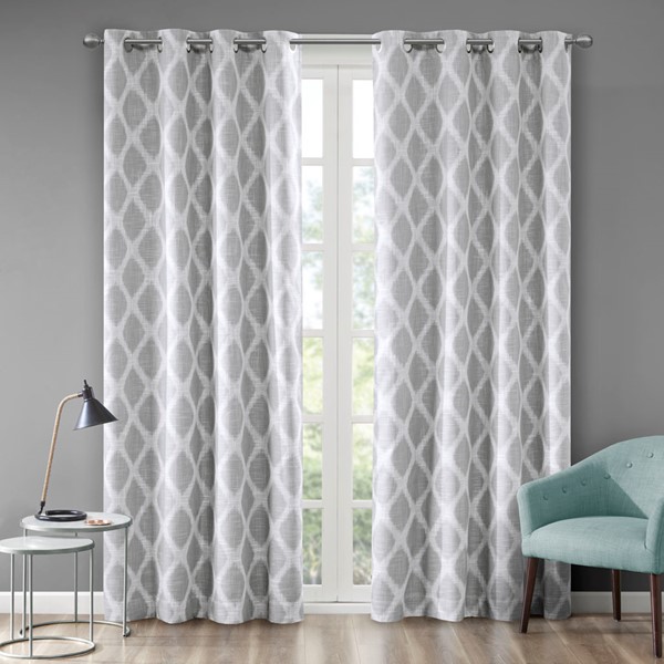 SunSmart Blakesly Printed Ikat Blackout Curtain Panel in Grey, 50x95" SS40-0067