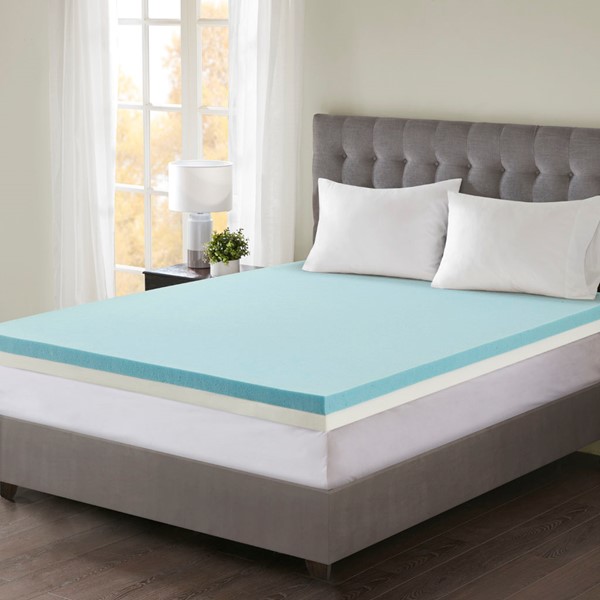 Sleep Philosophy 4" Gel Memory Foam with 3M Cover Mattress Topper in White, King BASI16-0453