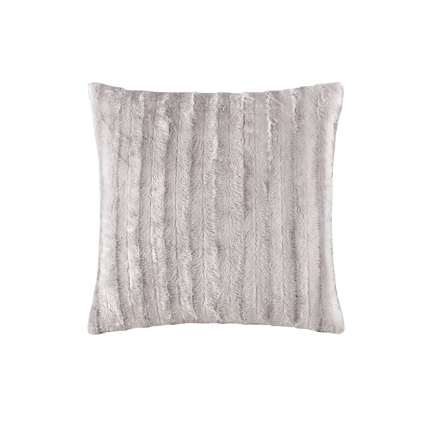 Madison Park Duke Faux Fur Square Pillow in Grey, 20x20" MP30-3000