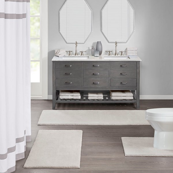 Madison Park Signature Marshmallow Bath Rug Collection in Taupe, Contour MPS72-387