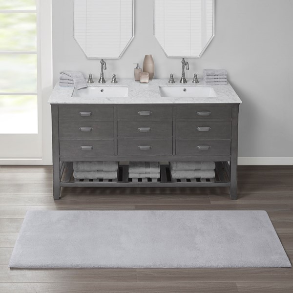 Madison Park Signature Marshmallow Bath Rug Collection in Grey, 24x72" MPS72-172