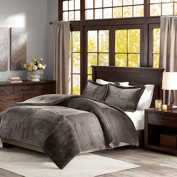 Madison Park Parker Plush Down Alternative Comforter Set in Grey, King/Cal King BASI10-0419