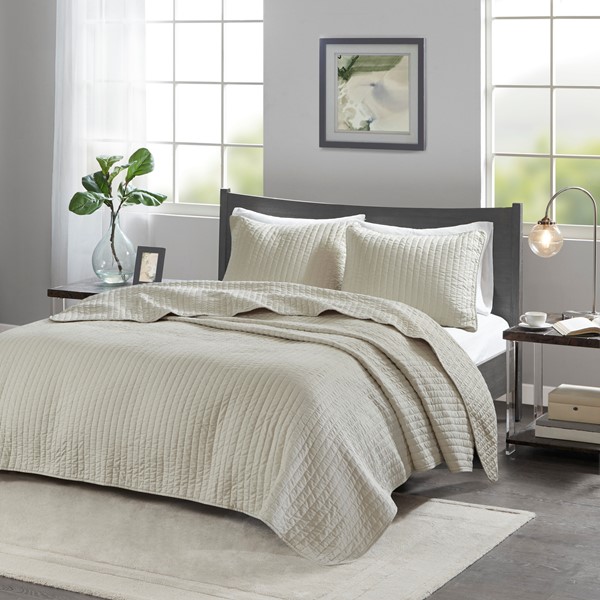 Madison Park Keaton Quilt Set in Cream, Full/Queen MP13-629