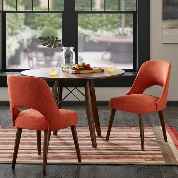 INK+IVY Nola Dining Side Chair (Set of 2) in Orange/Dark Brown II100-0117