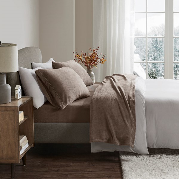 True North by Sleep Philosophy Soloft Plush Micro Plush Sheet Set in Brown, Full BL20-0450