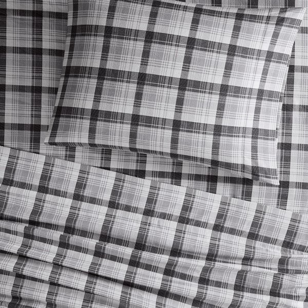 Woolrich Cotton Flannel Sheet Set in Grey Plaid, Queen WR20-2046