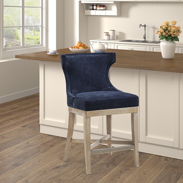 Madison Park Carson Counter Stool With Swivel Seat in Navy MP104-1153