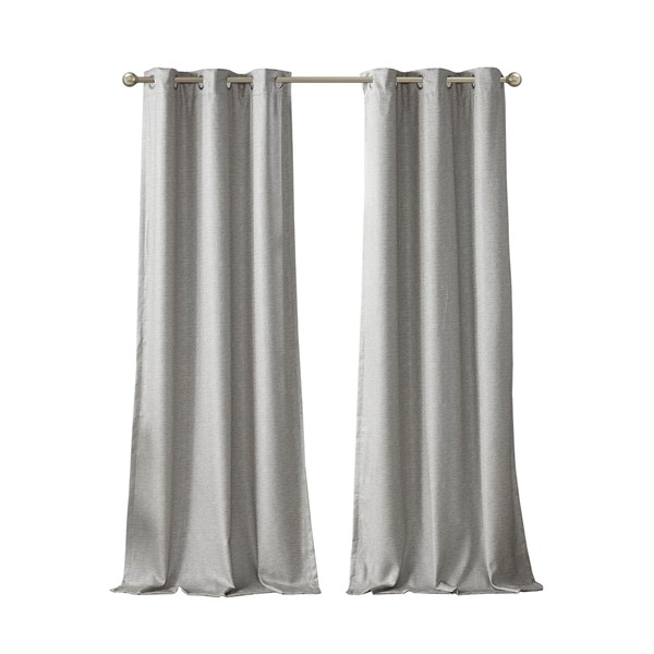 SunSmart Como Tonal Printed Faux Silk Room Darkening Curtain Panel Pair in Grey, 42x95" SS40-0143