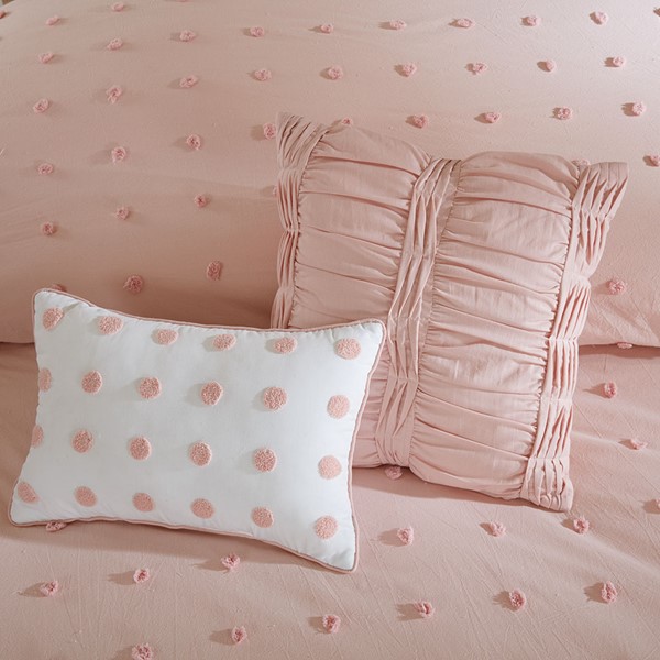 Urban Habitat Brooklyn Cotton Jacquard Comforter Set with Euro Shams and Throw Pillows in Pink, Full/Queen UH10-0205