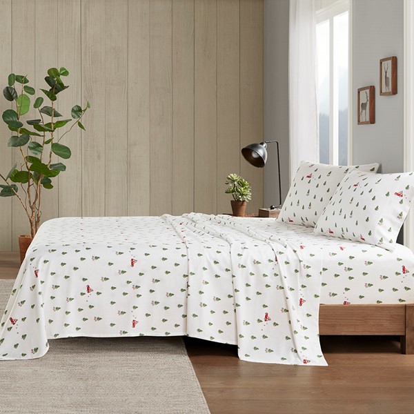 Woolrich Cotton Flannel Sheet Set in Green Tree Trip, Cal King WR20-3957