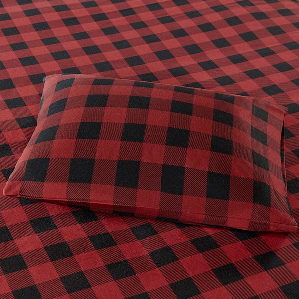 Woolrich Cotton Flannel Sheet Set in Red/Black Buffalo Check, Queen WR20-2285