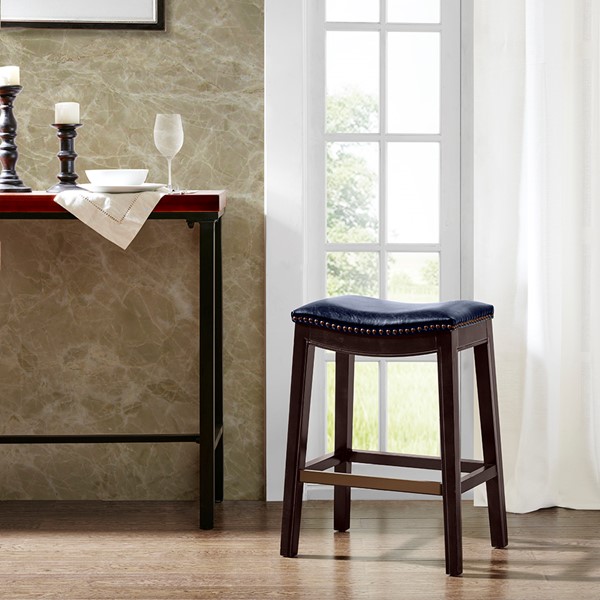 Madison Park Belfast Saddle Counter Stool in Navy FUR101-0039