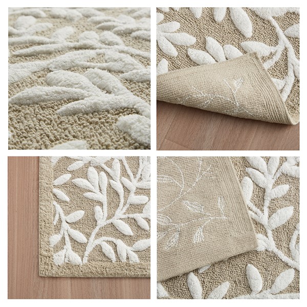 Madison Park Serene Cotton Tufted Bath Rug in Taupe, 21x34" MP72-8341