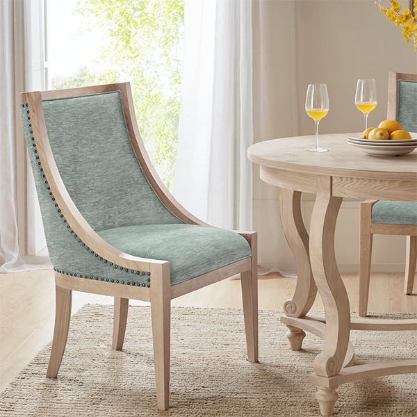 Martha Stewart Elmcrest Upholstered Dining Chair with Nailhead Trim in Soft Green MT108-0158