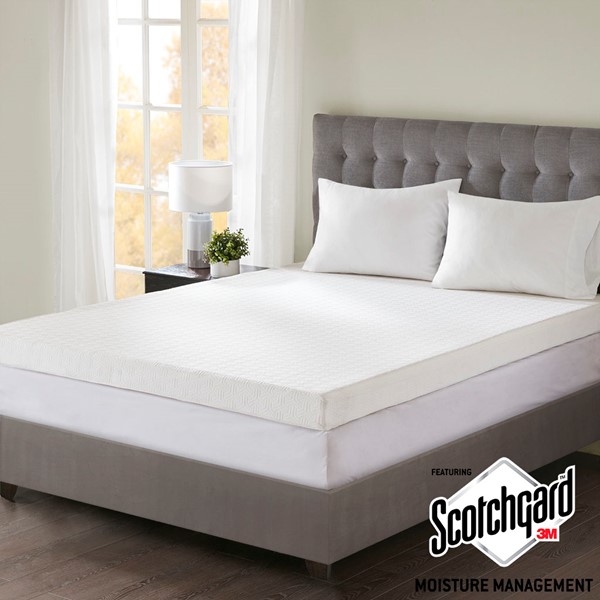 Sleep Philosophy 4" Gel Memory Foam with 3M Cover Mattress Topper in White, King BASI16-0453