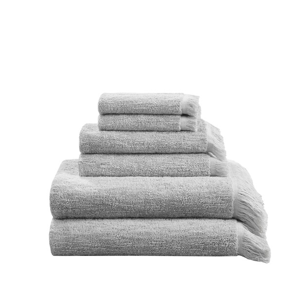 INK+IVY Nova Cotton Dobby Slub 6 Piece Towel Set in Grey, 6-Piece II73-1254