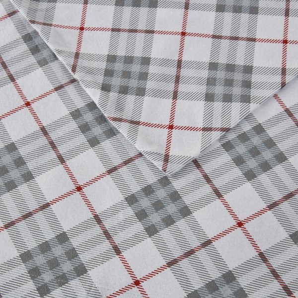 True North by Sleep Philosophy Cozy Cotton Flannel Printed Sheet Set in Red Plaid, Full TN20-0077