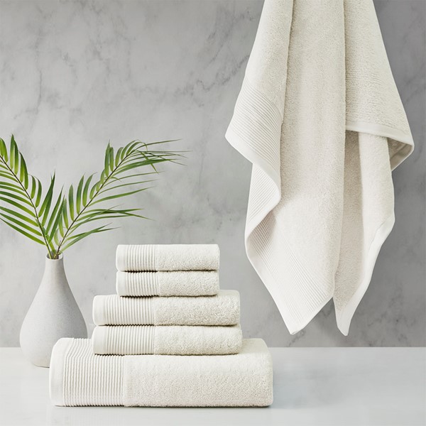 Beautyrest Nuage Cotton Tencel Blend Antimicrobial 6 Piece Towel Set in Ivory, 6-Piece BR73-3752