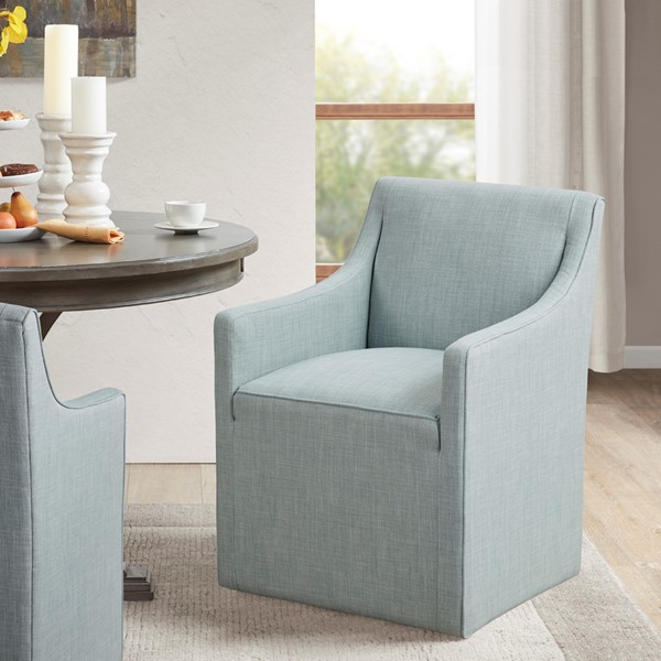 Madison Park Charlotte Skirted Dining Arm Chair with Casters in Blue MP108-1244