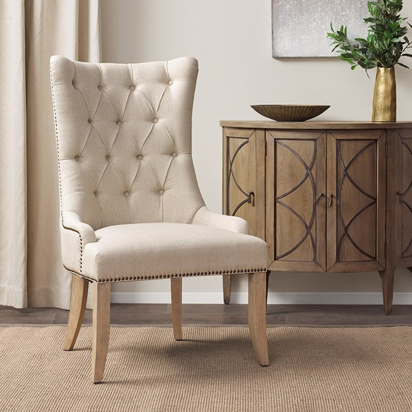 Madison Park Lucas Button Tufted Captain Accent Chair in Cream MP100-0955