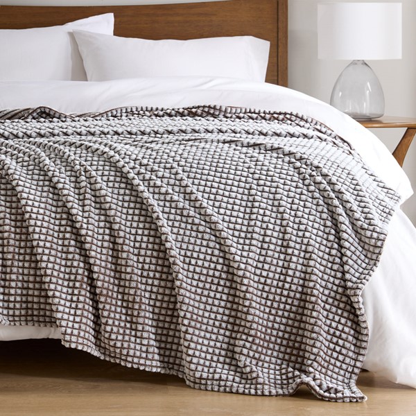 Madison Park Carved Plush Blanket in Brown, King MP51-8425