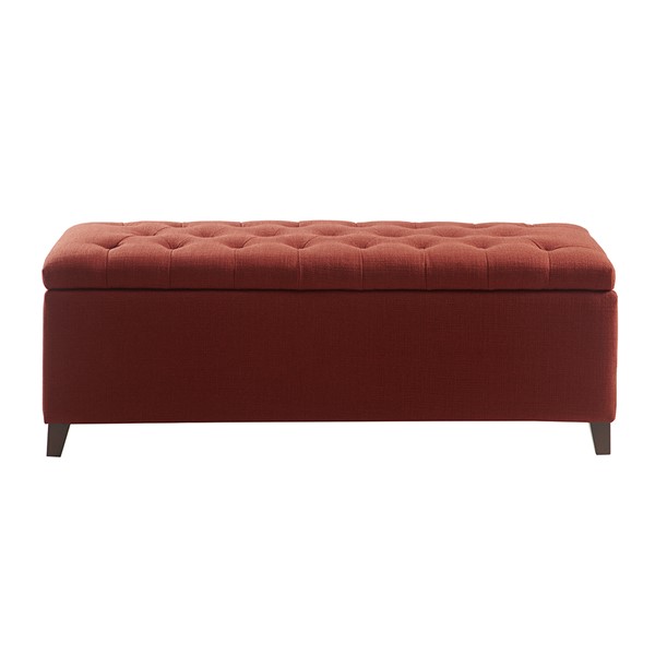 Madison Park Shandra Tufted Top Soft Close Storage Bench in Rust Red FUR105-0040