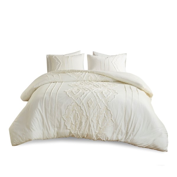 Madison Park Margot 3 Piece Cotton Comforter Set in Off-White, Full/Queen MP10-7355