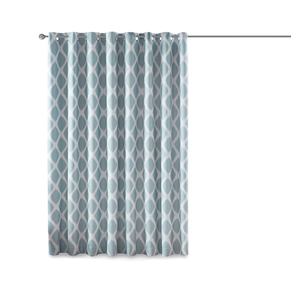 SunSmart Blakesly Printed Ikat Blackout Patio Curtain in Aqua, 100x84" SS40-0112