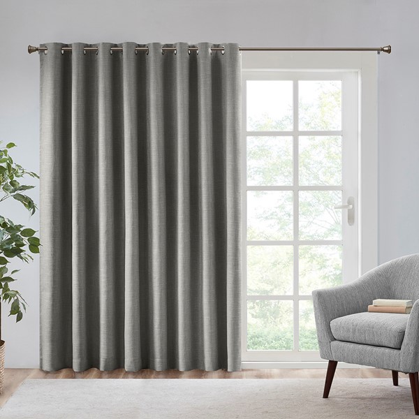 SunSmart Maya Printed Heathered Blackout Window Patio Panel in Grey, 100x84" Blackout SS40-0108