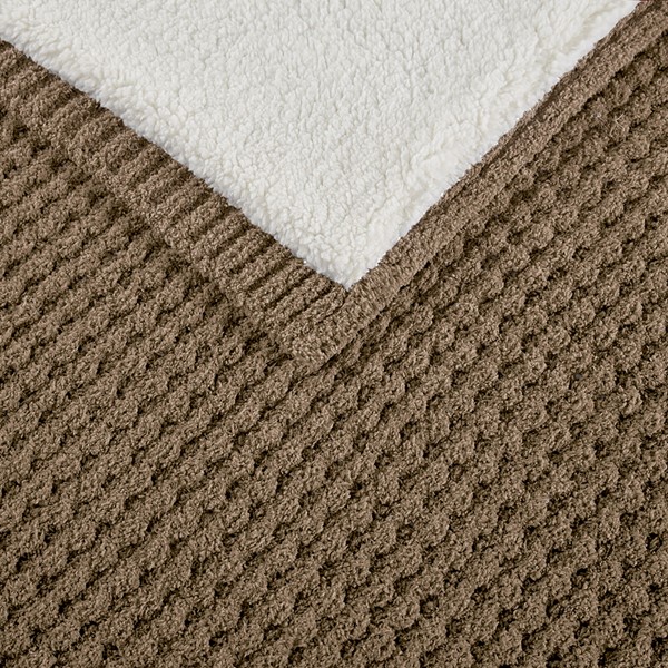 Madison Park Rowan Waffle Knit Chenille Throw in Brown, 50x60" MP50-8272