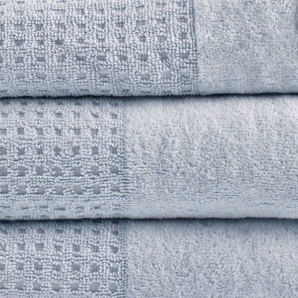 Madison Park Spa Waffle Cotton Jacquard Antimicrobial Bath Towel 6 Piece Set in Blue, 6-Piece MP73-5913