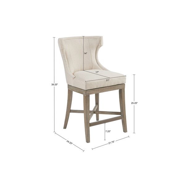 Madison Park Carson Counter Stool With Swivel Seat in Cream MP104-0512