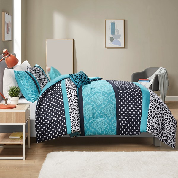 Mi Zone Chloe Comforter Set in Teal, King/Cal King MZ10-483