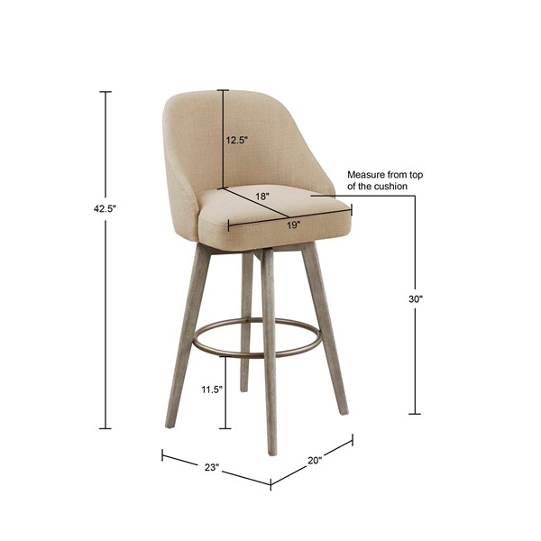 Madison Park Pearce Bar Stool with Swivel Seat in Sand MP104-1053