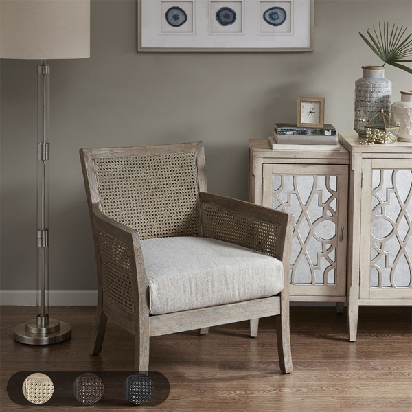 Madison Park Diedra Cane Armchair in Cream/Reclaimed Natural MP100-0386