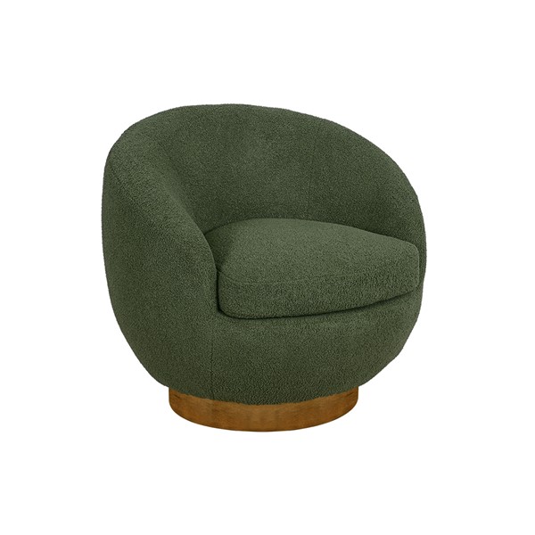 INK+IVY Jessel Shearling Sherpa Swivel Chair with Wood Base in Green II103-0579