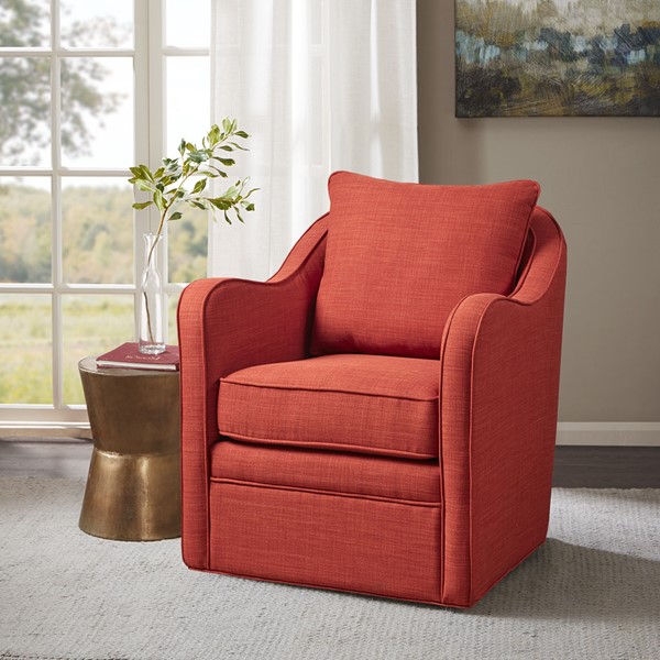 Madison Park Brianne  Wide Seat Swivel Arm Chair in Orange MP103-1144