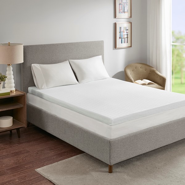 Sleep Philosophy 3" Cooling Gel Memory Foam Mattress Topper in White, Queen BASI16-0393