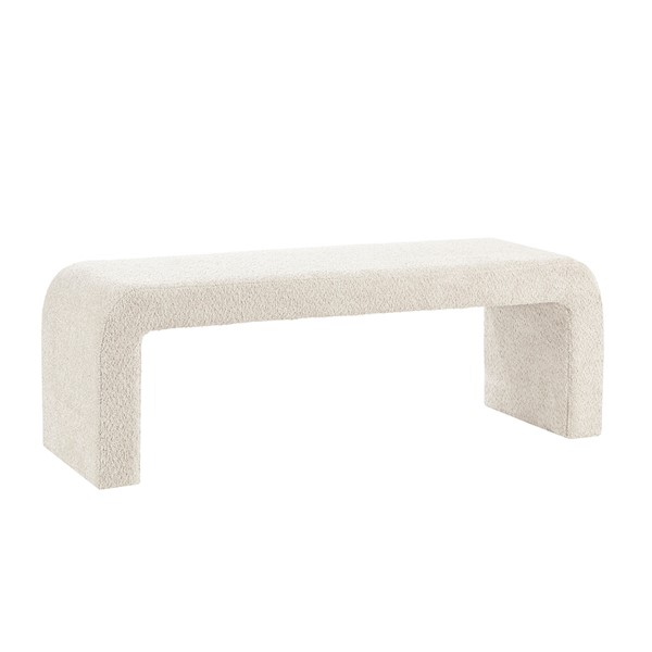 INK+IVY Steve Boucle Waterfall Bench in Cream, 52"W II105-0569