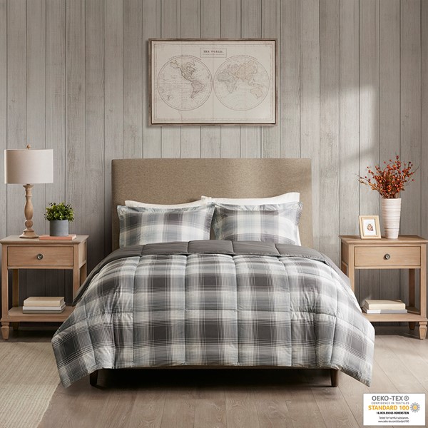 Woolrich Woodsman Softspun Down Alternative Comforter Mini Set in Grey, Full/Queen WR10-1512