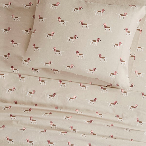 Woolrich Cotton Flannel Sheet Set in Tan Dog, Cal King WR20-2039