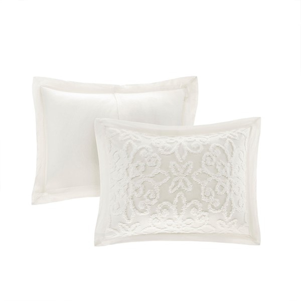 Madison Park Sabrina 3 Piece Tufted Cotton Chenille Bedspread Set in Off-White, Full/Queen MP13-5320