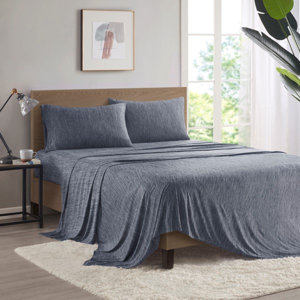 Urban Habitat Comfort Cool Jersey Knit Nylon Blend Sheet Set in Navy, Twin UH20-2454