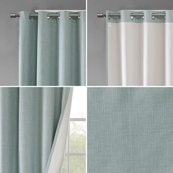 SunSmart Maya Printed Heathered Blackout Window Patio Panel in Dusty Seafoam, 100x84" Blackout SS40-0110