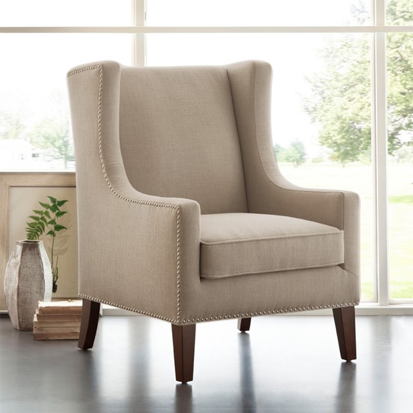 Madison Park Barton Wing Chair in Linen FPF18-0078