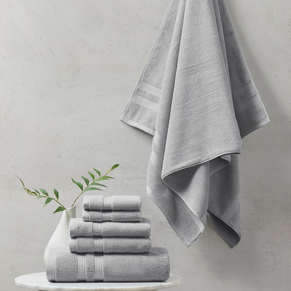 Beautyrest Plume 100% Cotton Feather Touch Antimicrobial Towel 6 Piece Set in Grey, 6-Piece BR73-2439