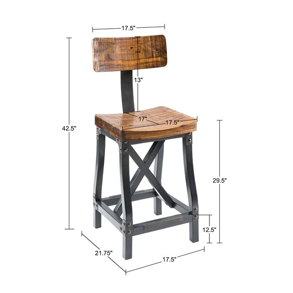 INK+IVY Lancaster Barstool with Back in Amber/Graphite IIF20-0104