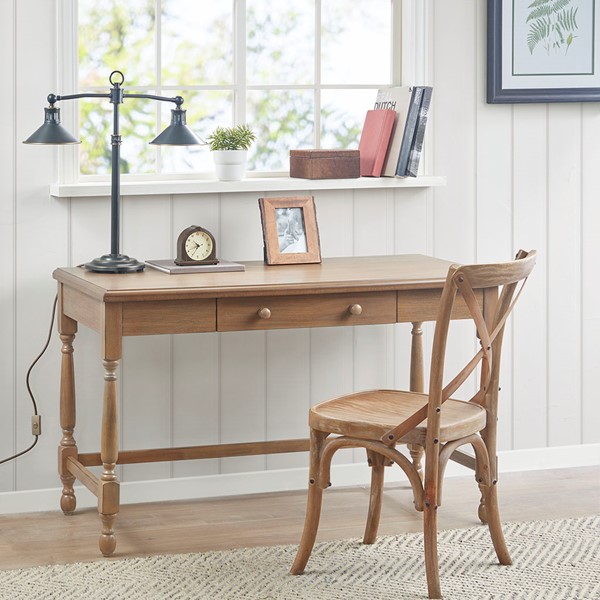 Martha Stewart Tabitha Solid Wood Desk with 1 Drawer and turned legs in Natural MT122-0145